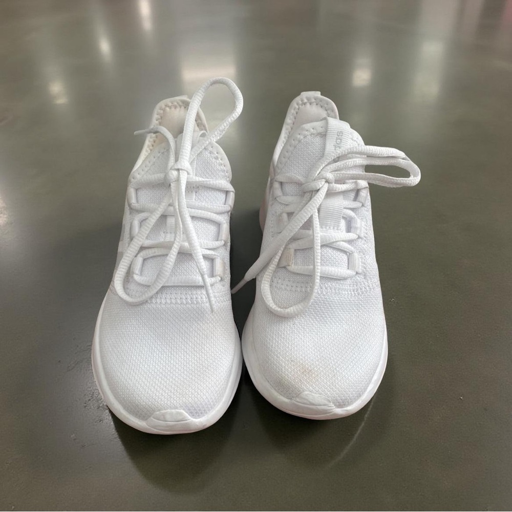 Adidas White Minimalist Sneakers with Breathable Knit and Unique Lacing